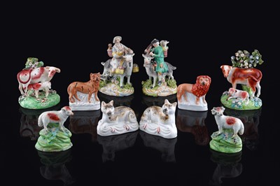 Lot 243 - Staffordshire and Derby animal figures