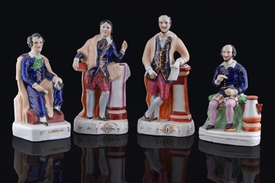 Lot 246 - Four Staffordshire figures of bards