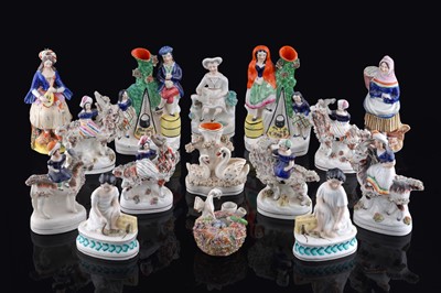 Lot 249 - Fifteen Staffordshire groups and figures