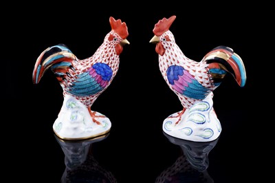 Lot 380 - Two Herend porcelain cockerels