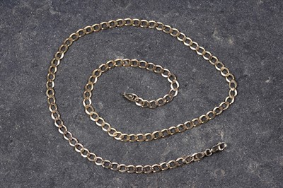 Lot 594 - A 9ct gold flat curb-link necklace