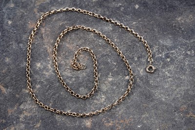 Lot 595 - A 9ct gold belcher link necklace