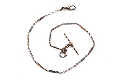 Lot 604 - An early 20th Century Art Deco 9ct white and yellow gold double watch chain