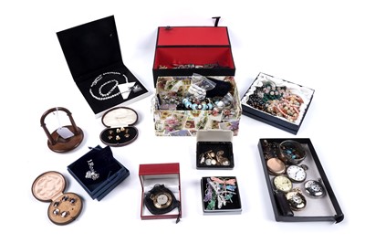 Lot 616 - A collection of costume jewellery and pocket watches