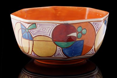 Lot 296 - A Clarice Cliff Fantasque ‘Melon’ pattern octagonal bowl