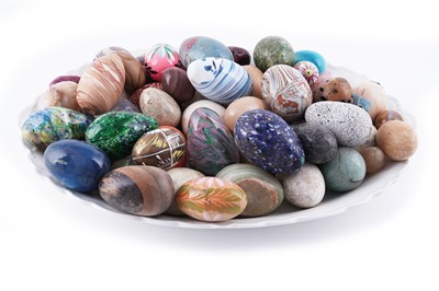 Lot 192 - A collection of onyx, glass, turned wood, and other ‘Eggs’