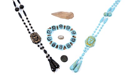 Lot 537 - 1920's "Tutmania" Egyptianate necklaces and a bracelet