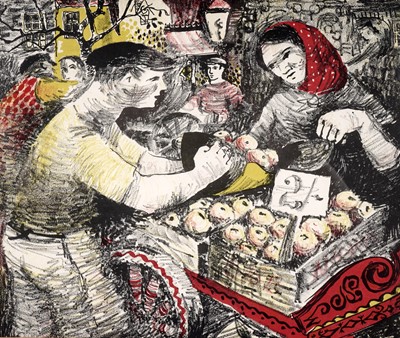 Lot 711 - Circle of Edward Bawden | Street Traders | lithograph