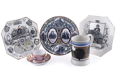 Lot 305 - A Victorian mochaware tankard; and other items