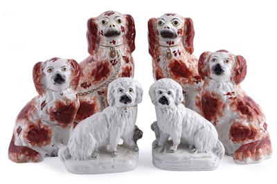 Lot 276 - Three pairs of Staffordshire dogs