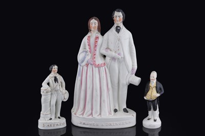 Lot 282 - Staffordshire figure Prince and Princess; and two others