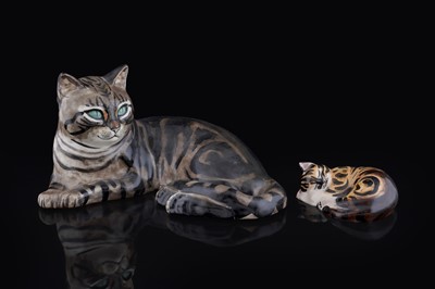 Lot 339 - Two Seneshall pottery cats