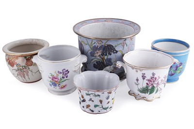 Lot 379 - A collection of six 20th Century ceramic planters
