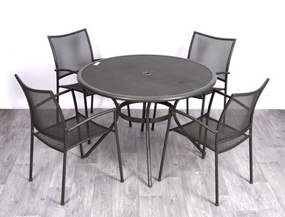 Lot 432 - Lifestyle Garden: a grey powder-coated circular garden table; and four chairs