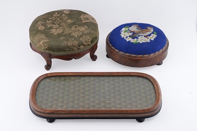 Lot 62 - Two footstools; and a tray