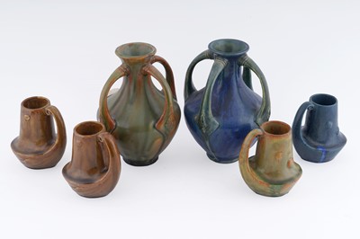 Lot 346 - Moses J Adams for Adams ‘Adamesk’ Pottery: two vases; and four jugs