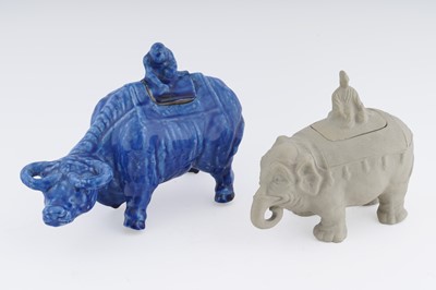 Lot 291 - Two stoneware censors and covers