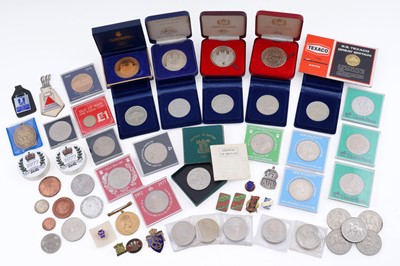 Lot 447 - An Edward VII 1902 crown; and other coins and badges