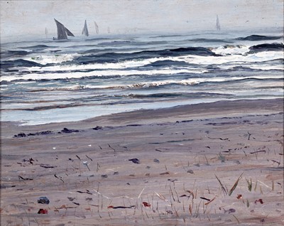 Lot 42 - George Sherwood Hunter - Two beach scenes | oil