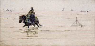 Lot 90 - George Sherwood Hunter - Shrimp fishing on horseback | oil