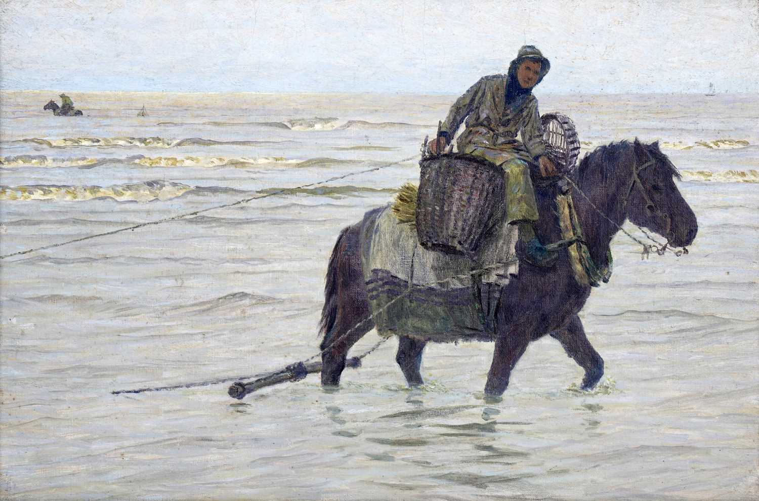 Lot 1 - George Sherwood Hunter - Shrimp fishing on horseback | oil