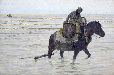 Lot 1 - George Sherwood Hunter - Shrimp fishing on horseback | oil