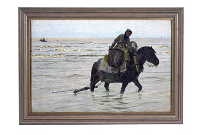 Lot 1 - George Sherwood Hunter - Shrimp fishing on horseback | oil