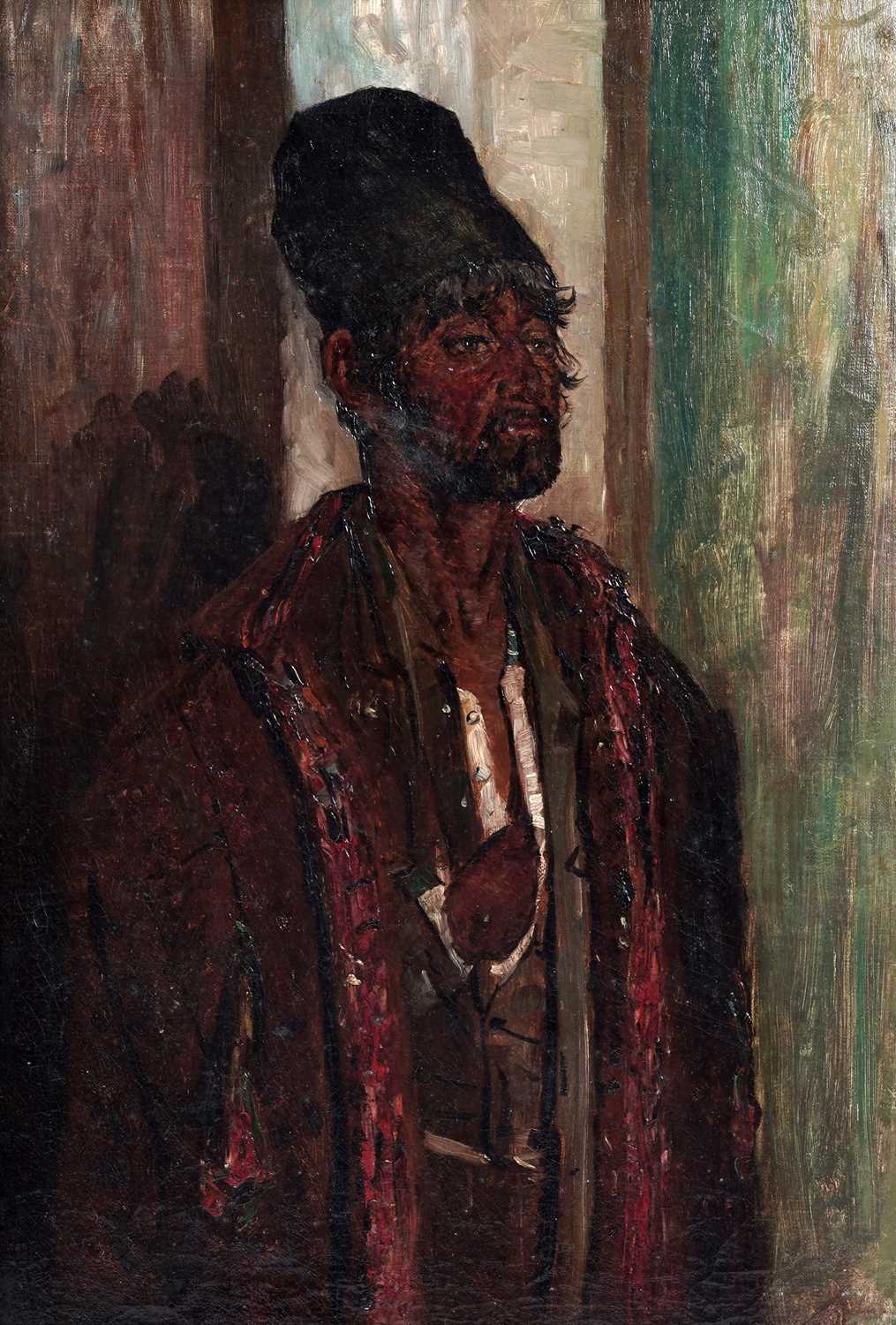Lot 92 - George Sherwood Hunter - Portrait of a man in a fez | oil