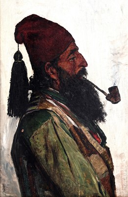 Lot 135 - George Sherwood Hunter - Batistellex - Portrait of a gentleman smoking a pipe | oil