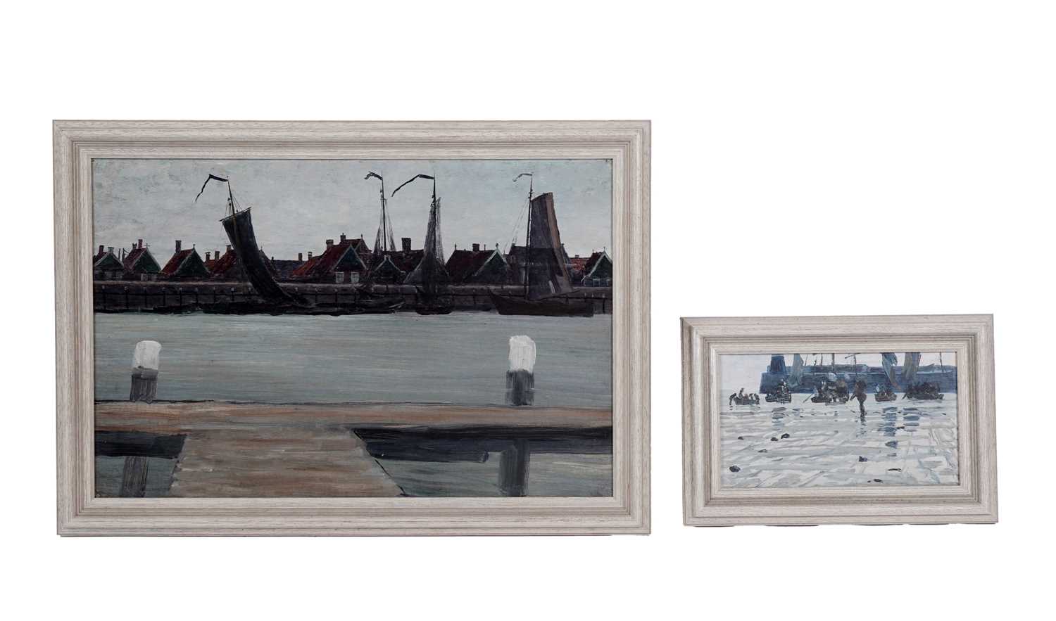 Lot 21 - George Sherwood Hunter - Two coastal scenes | oil