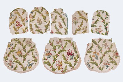 Lot 482 - Fabric: sections from a deconstructed gown of Spitalfields silk with chenille embroidery c.1730-1750