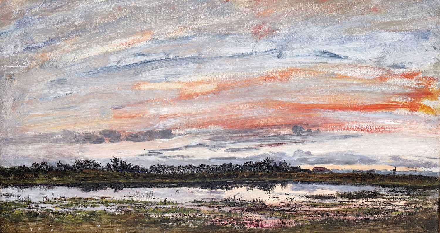 Lot 87 - George Sherwood Hunter - Sunset - King's College and St. Machar | oil