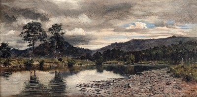Lot 112 - George Sherwood Hunter - Braemar- Dee, a Scottish landscape | oil