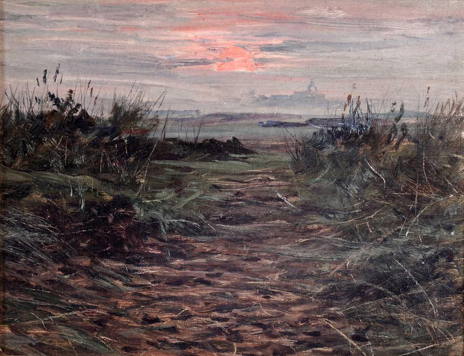 Lot 74 - George Sherwood Hunter - Sunset with distant spires | oil