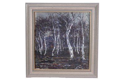 Lot 29 - George Sherwood Hunter - An opposed pair of silver birchwood landscapes | oil