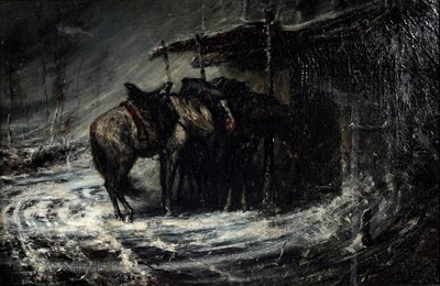 Lot 151 - George Sherwood Hunter after Adolf Schreyer - Cossack Free plan cavalry in a time of snow | oil