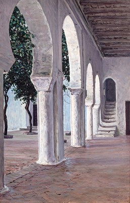 Lot 126 - George Sherwood Hunter - Arches in a courtyard | oil