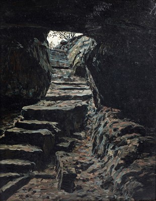Lot 110 - George Sherwood Hunter - Cave entrance | oil