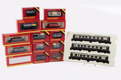 Lot 258 - Thirteen boxed Hornby 00-gauge rolling stock; a cased Pullman Coach three coach set