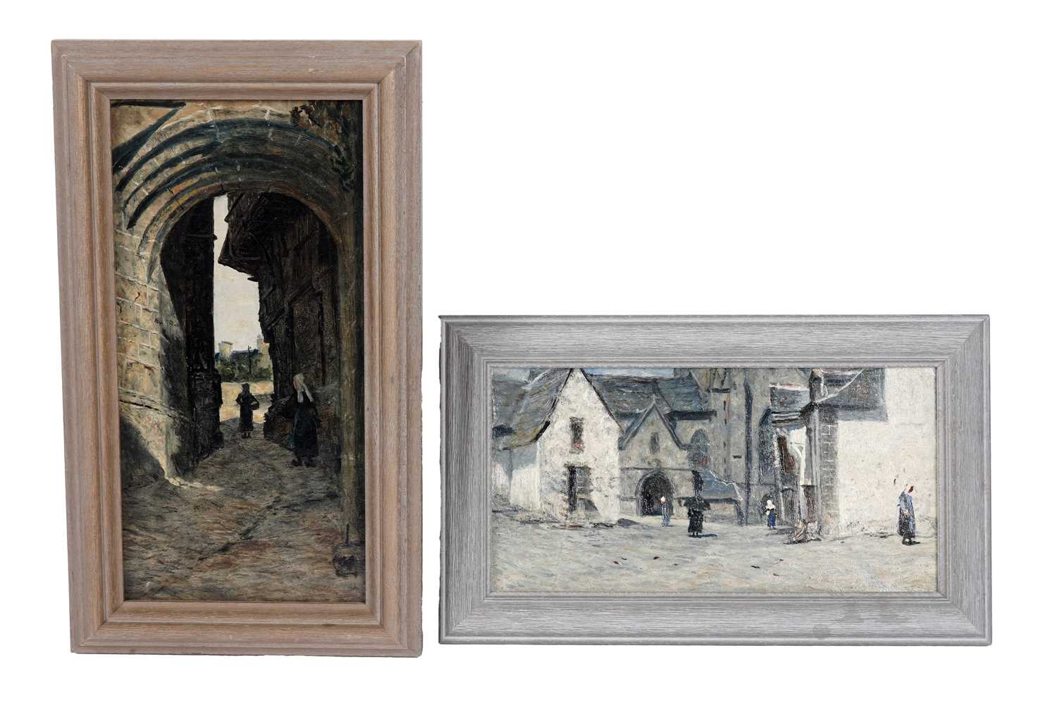 Lot 82 - George Sherwood Hunter - Two scenes with nuns in Quimperlé | oil