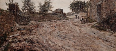 Lot 124 - George Sherwood Hunter - A village lane | oil