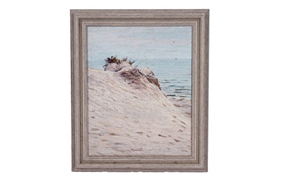 Lot 12 - George Sherwood Hunter - Sand dune with sailing ships on the horizon | oil