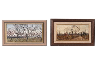 Lot 25 - George Sherwood Hunter - Two French scenes: Spring and Autumn | oil