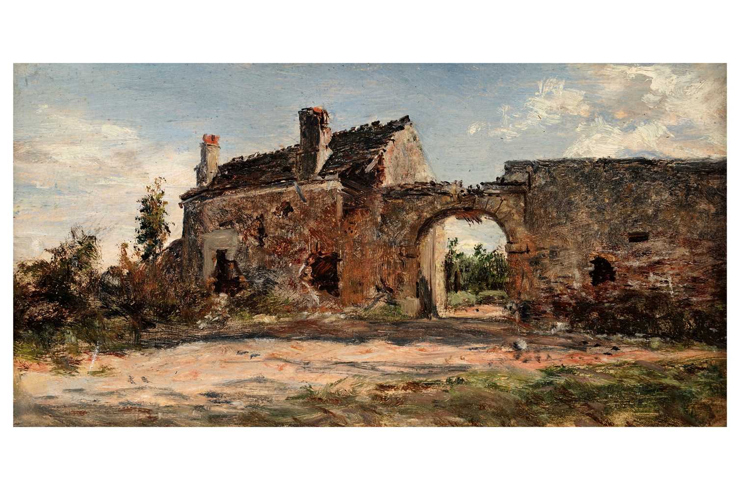 Lot 3 - George Sherwood Hunter - Outside Paris Effect of the War 1873 near Clamart | oil