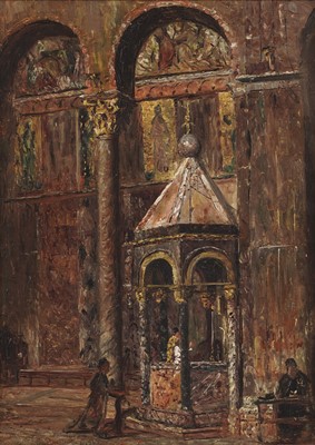 Lot 58 - George Sherwood Hunter - Two church interiors | oil