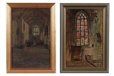Lot 93 - George Sherwood Hunter - Two church interiors | oil