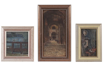 Lot 84 - George Sherwood Hunter - Three interior scenes | oil