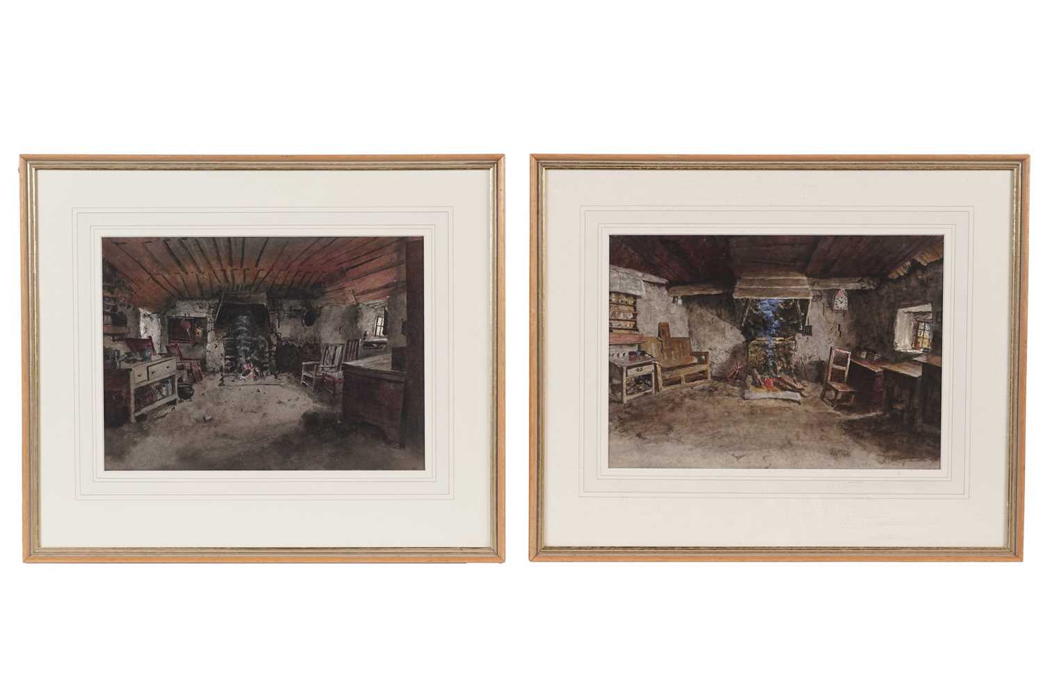 Lot 57 - George Sherwood Hunter - A pair of interior scenes | watercolour