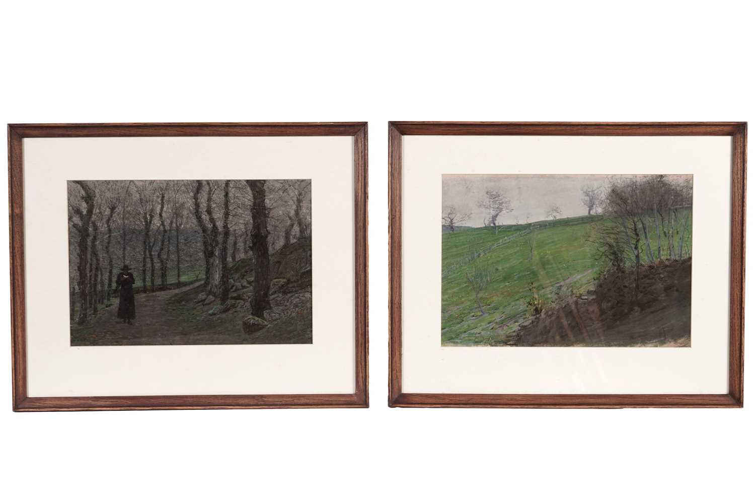 Lot 32 - George Sherwood Hunter - A pair of landscape scenes | pastel