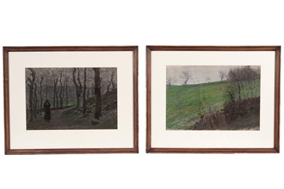 Lot 32 - George Sherwood Hunter - A pair of landscape scenes | pastel